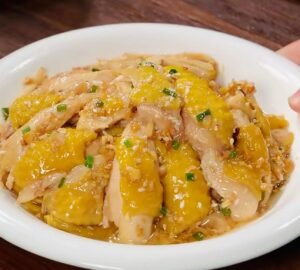 Steamed Chicken with Scallion Oil
